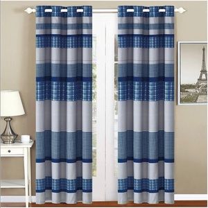 Microfiber Plaid Curtain 2 pack (Set of 4 panels)